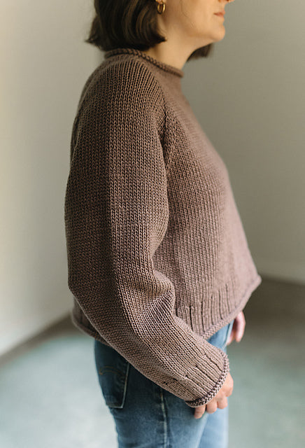 Boxy Rolled Sweater Knitting Pattern
