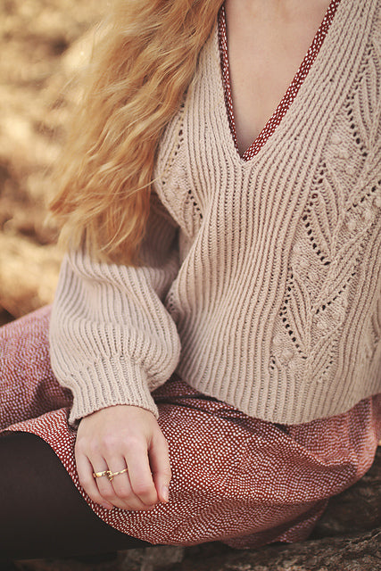 Botanical Puff Sleeve Sweater Knitting Pattern