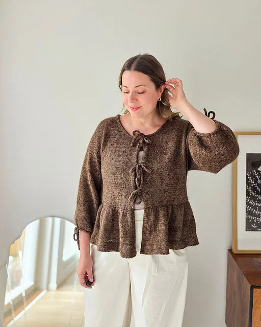 Peplum Tie Cardigan Knitting Pattern