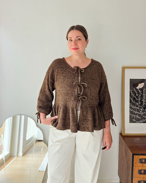 Peplum Tie Cardigan Knitting Pattern