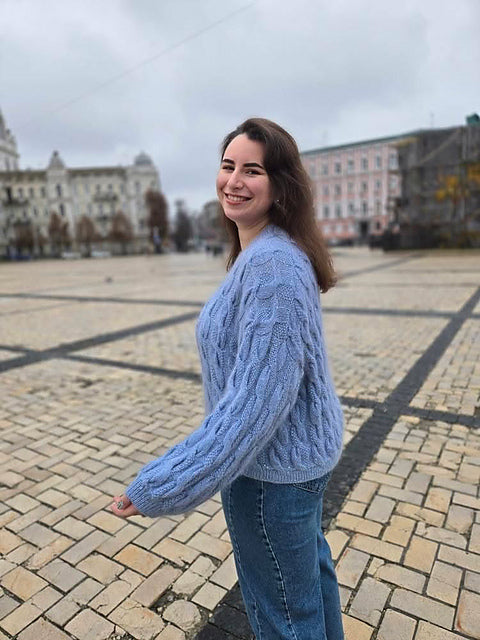 Cable V-Neck Sweater Knitting Pattern