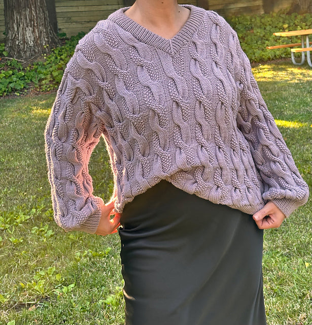 Cable V-Neck Sweater Knitting Pattern
