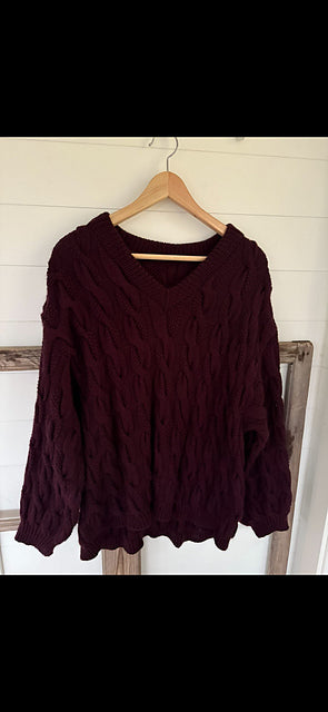 Cable V-Neck Sweater Knitting Pattern