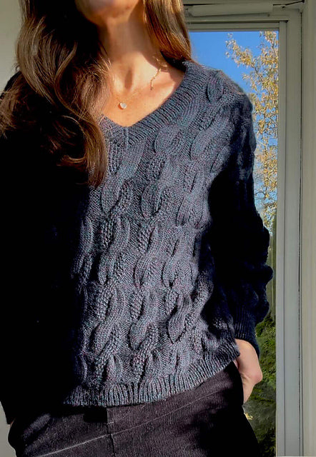 Cable V-Neck Sweater Knitting Pattern