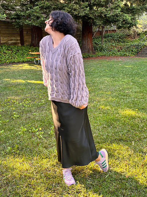 Cable V-Neck Sweater Knitting Pattern