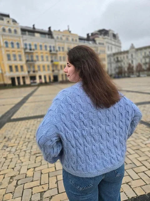 Cable V-Neck Sweater Knitting Pattern