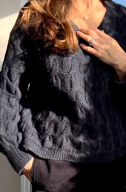 Cable V-Neck Sweater Knitting Pattern