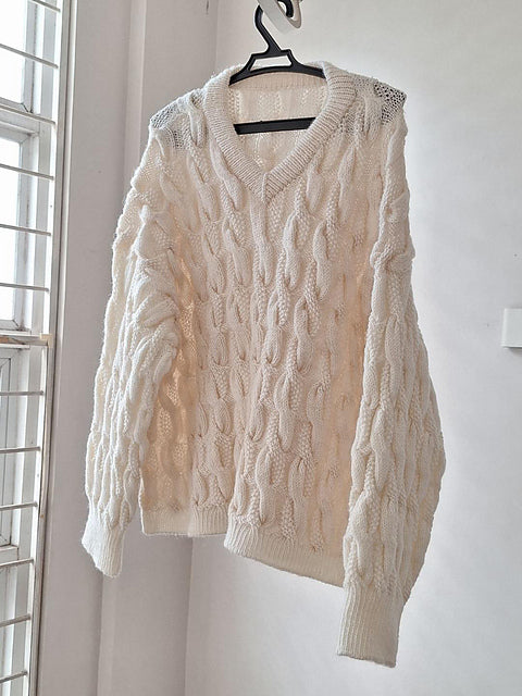 Cable V-Neck Sweater Knitting Pattern