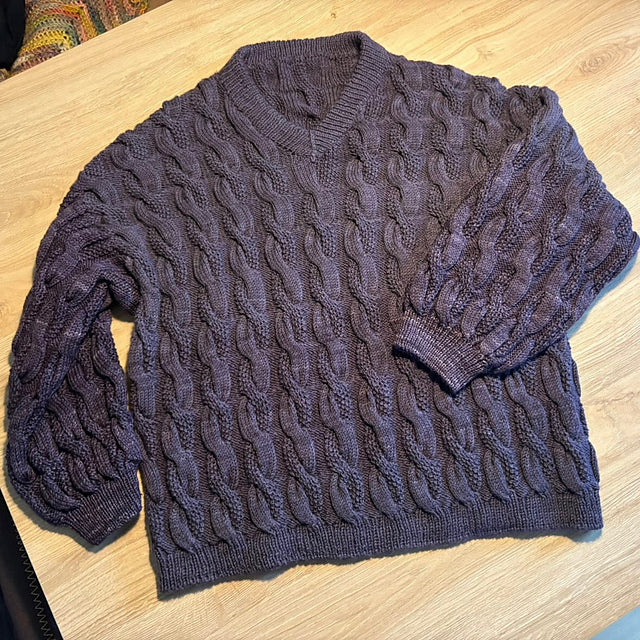 Cable V-Neck Sweater Knitting Pattern