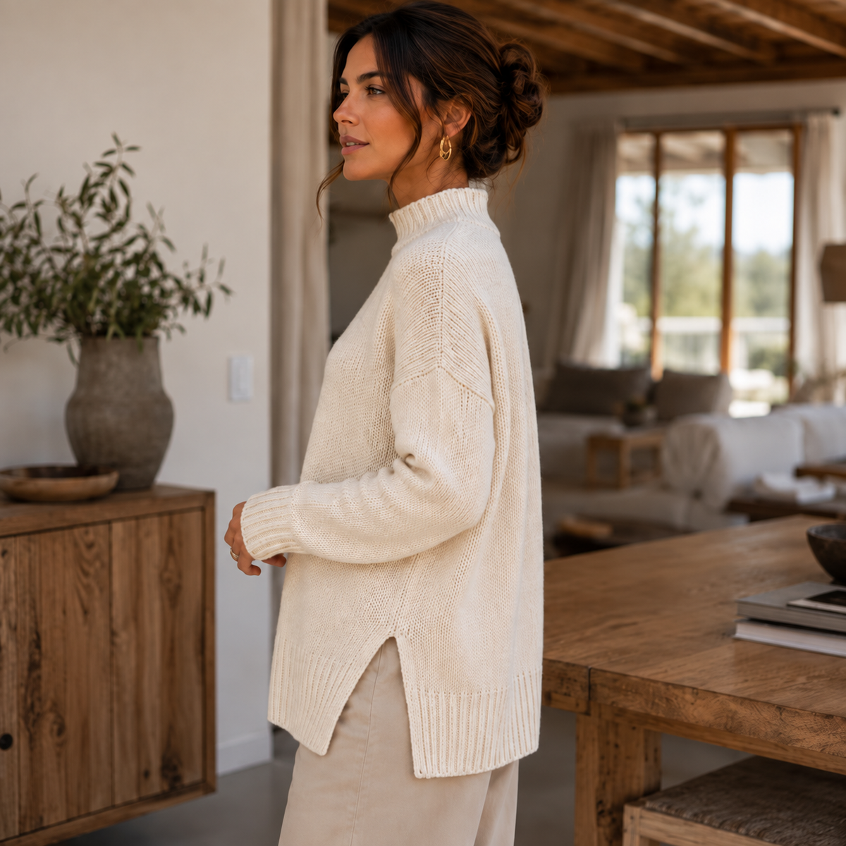 Mock Neck Sweater Knitting Pattern