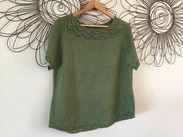Lace Yoke Summer Top Knitting Pattern