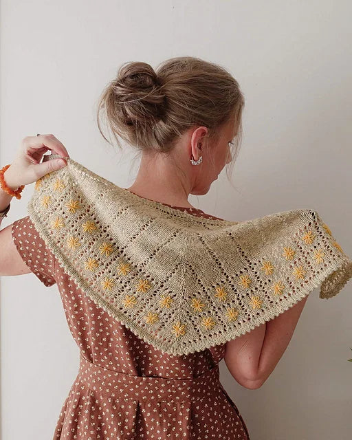 Flower Eyelet Shawl Knitting Pattern