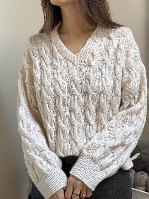 Cable V-Neck Sweater Knitting Pattern