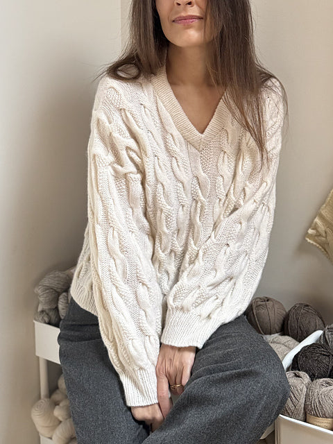 Cable V-Neck Sweater Knitting Pattern