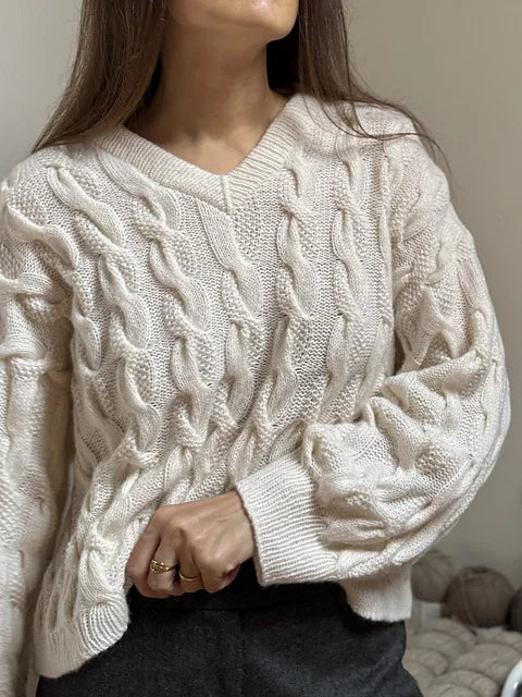 Cable V-Neck Sweater Knitting Pattern