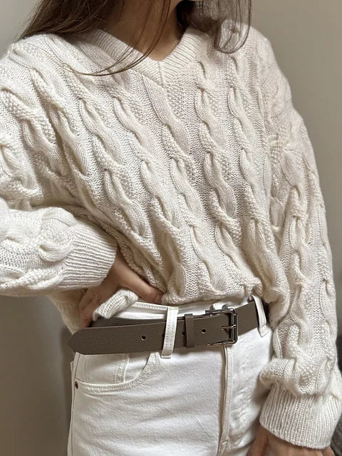 Cable V-Neck Sweater Knitting Pattern