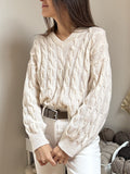 Cable V-Neck Sweater Knitting Pattern