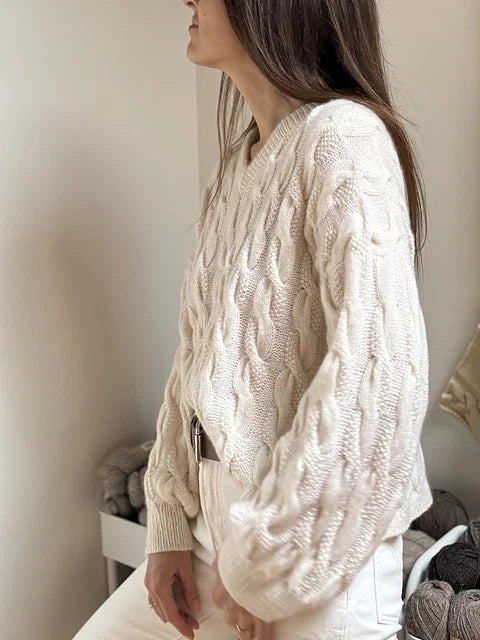 Cable V-Neck Sweater Knitting Pattern