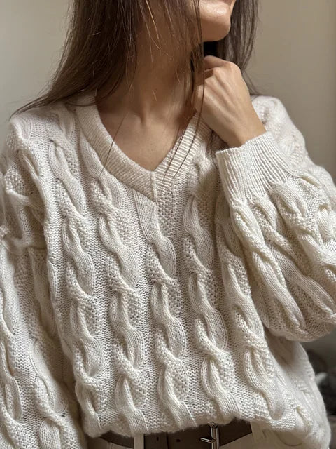 Cable V-Neck Sweater Knitting Pattern