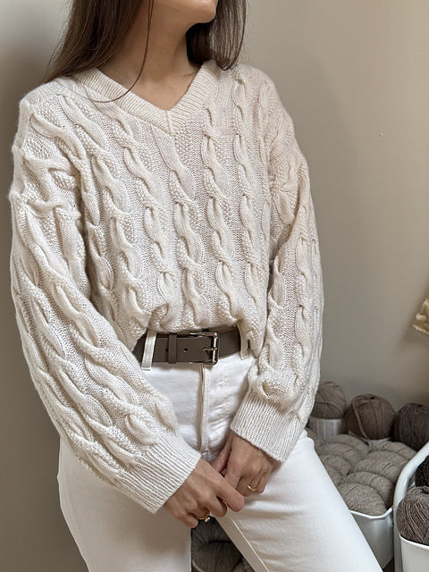 Cable V-Neck Sweater Knitting Pattern