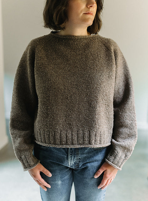Boxy Rolled Sweater Knitting Pattern