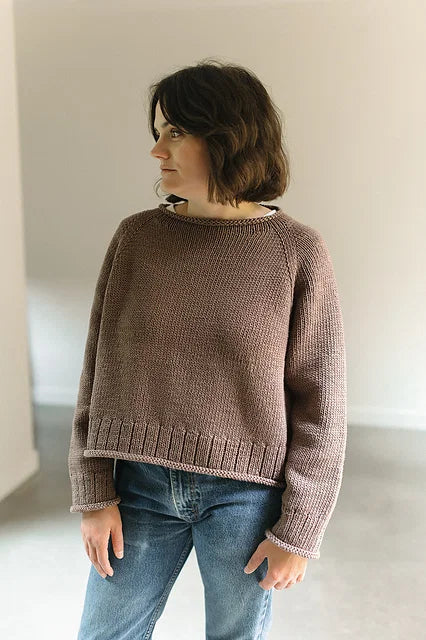 Boxy Rolled Sweater Knitting Pattern