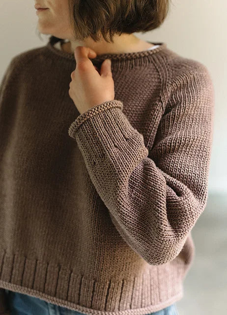 Boxy Rolled Sweater Knitting Pattern