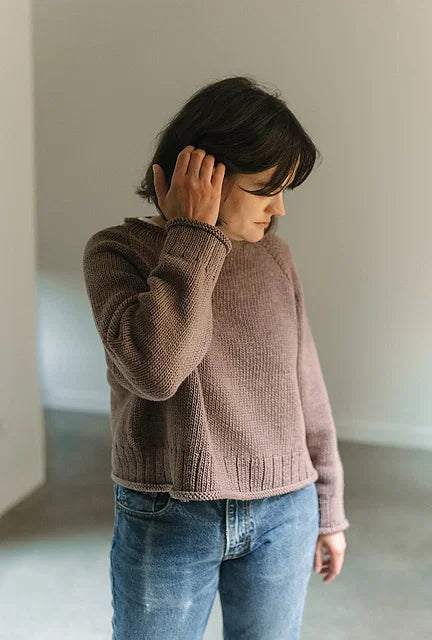 Boxy Rolled Sweater Knitting Pattern