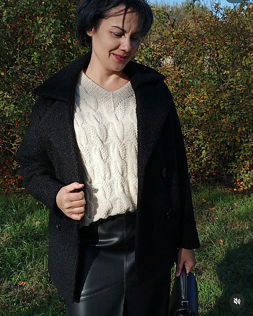 Cable V-Neck Sweater Knitting Pattern