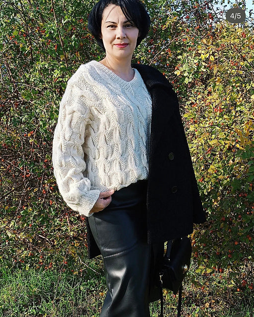 Cable V-Neck Sweater Knitting Pattern