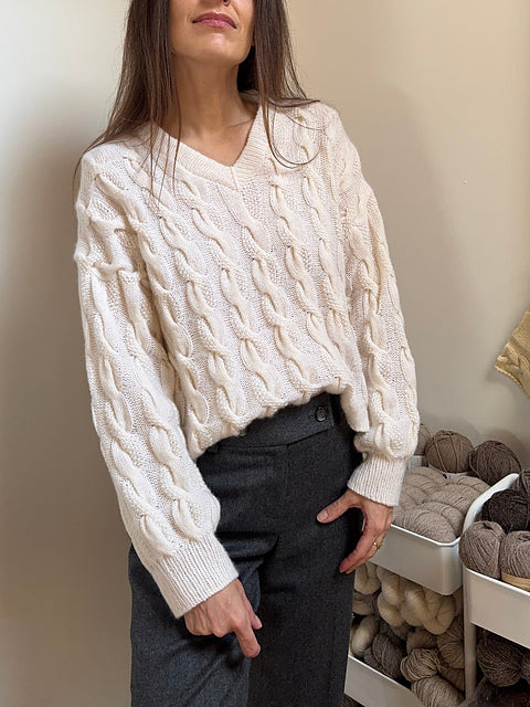 Cable V-Neck Sweater Knitting Pattern