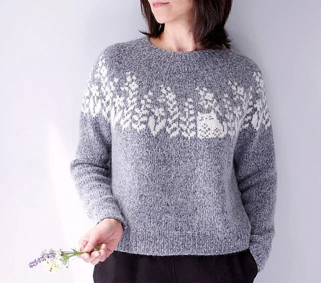 Cat Colorwork Sweater Knitting Pattern