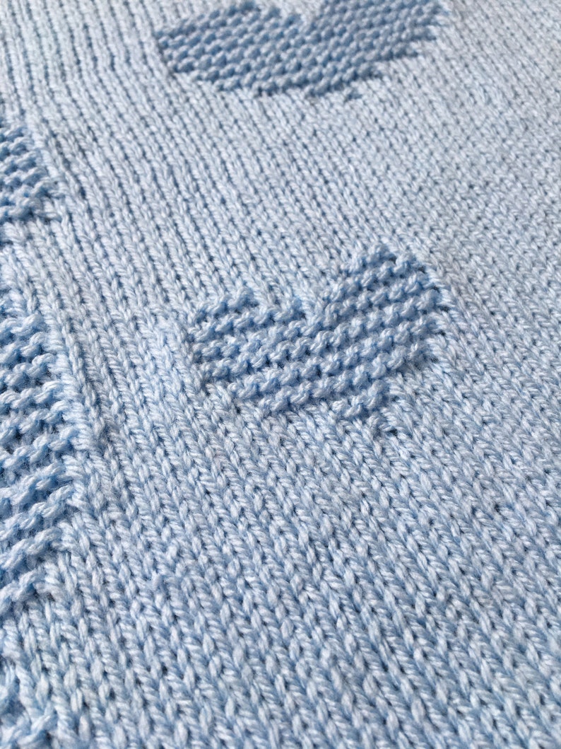 Bear and Hearts Baby Blanket Knitting Pattern