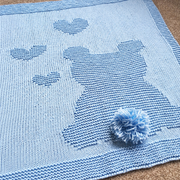 Bear and Hearts Baby Blanket Knitting Pattern