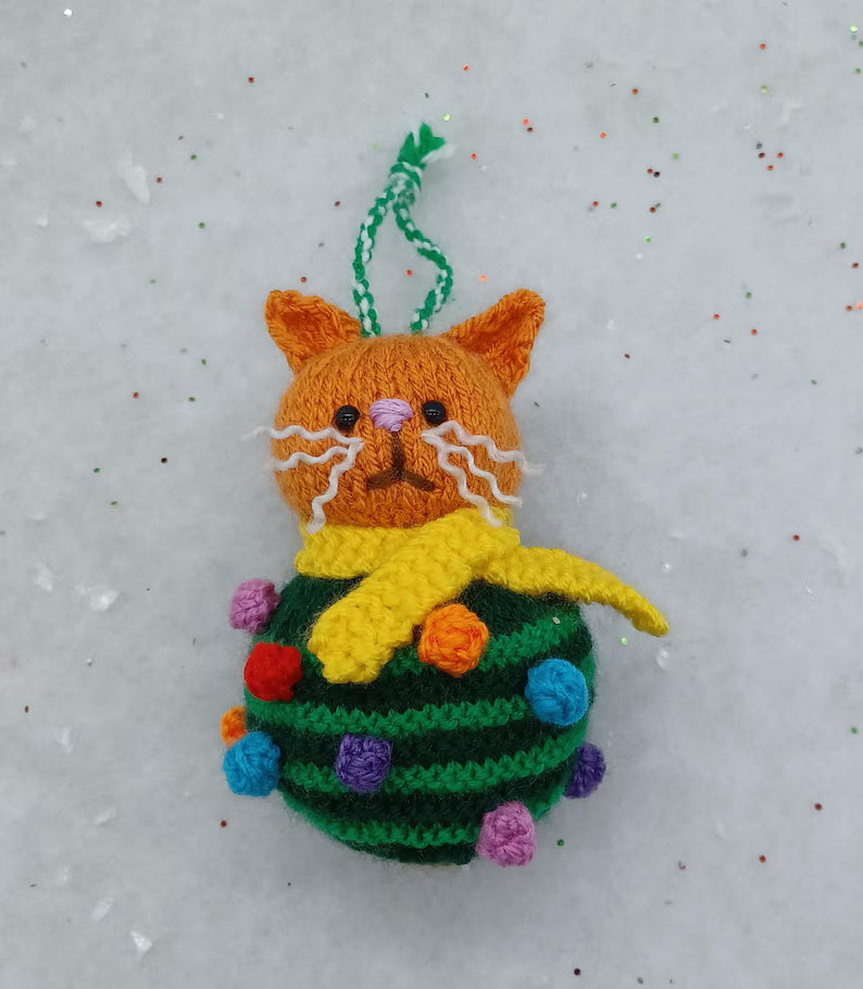 Christmas Cat Baubles Knitting Pattern