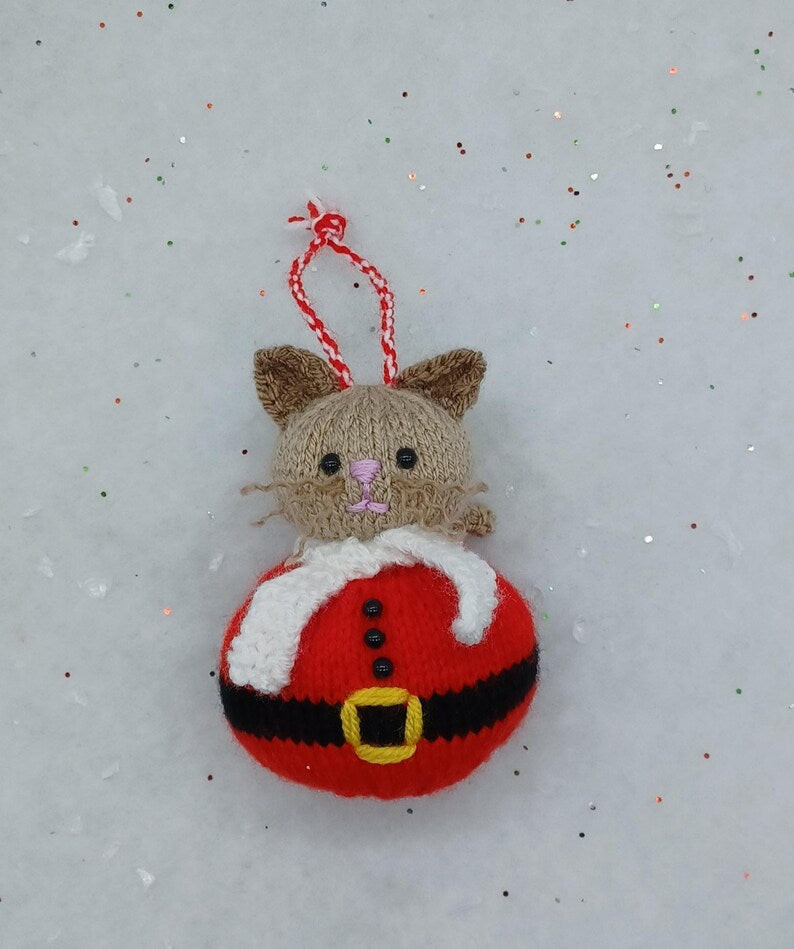 Christmas Cat Baubles Knitting Pattern