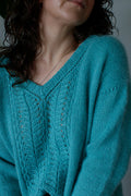 Lace V-Neck Sweater Knitting Pattern