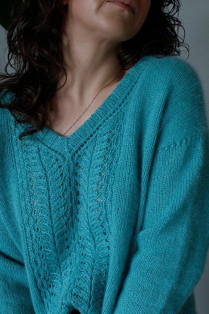 Lace V-Neck Sweater Knitting Pattern