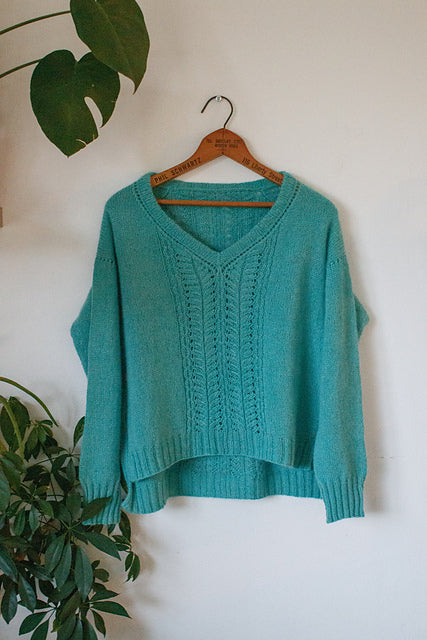 Lace V-Neck Sweater Knitting Pattern