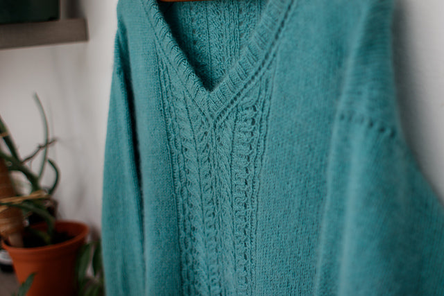 Lace V-Neck Sweater Knitting Pattern