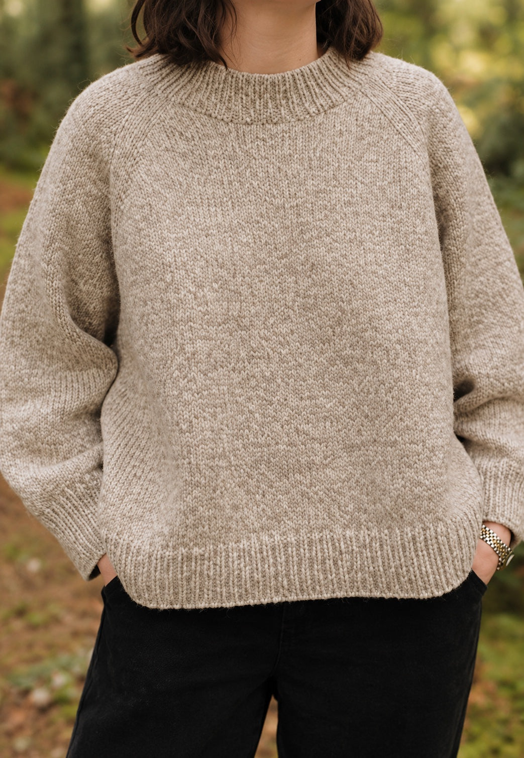 Marled Oversized Raglan Sweater Knitting Pattern
