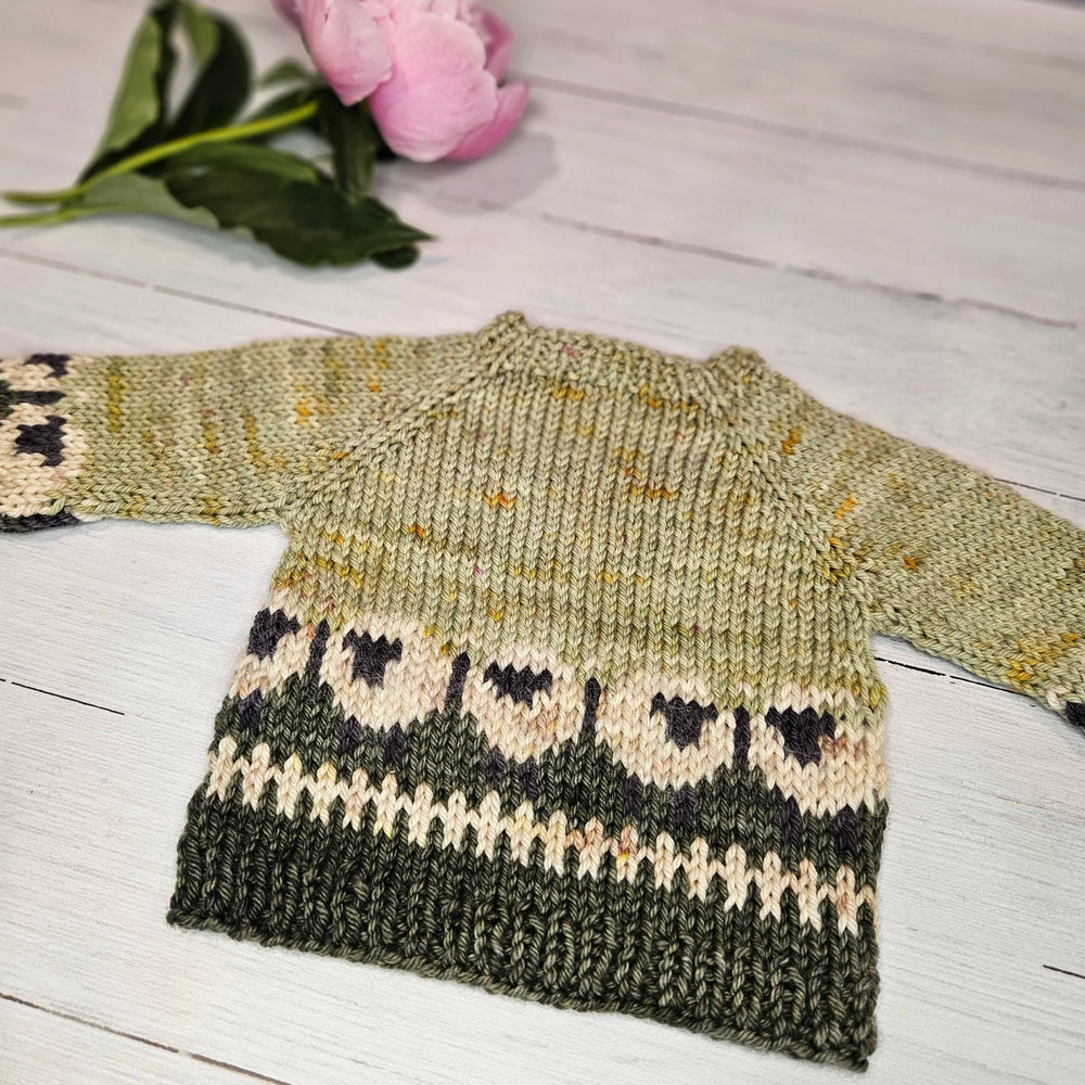 Sheep Motif Kids Sweater Knitting Pattern