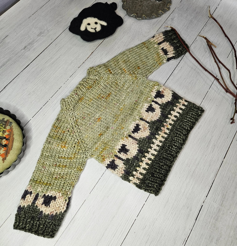 Sheep Motif Kids Sweater Knitting Pattern