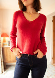 Lace Trim Sweater Knitting Pattern